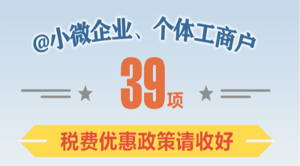 @小微企業(yè),、個(gè)體工商戶：39項(xiàng)稅費(fèi)優(yōu)惠政策請(qǐng)收好